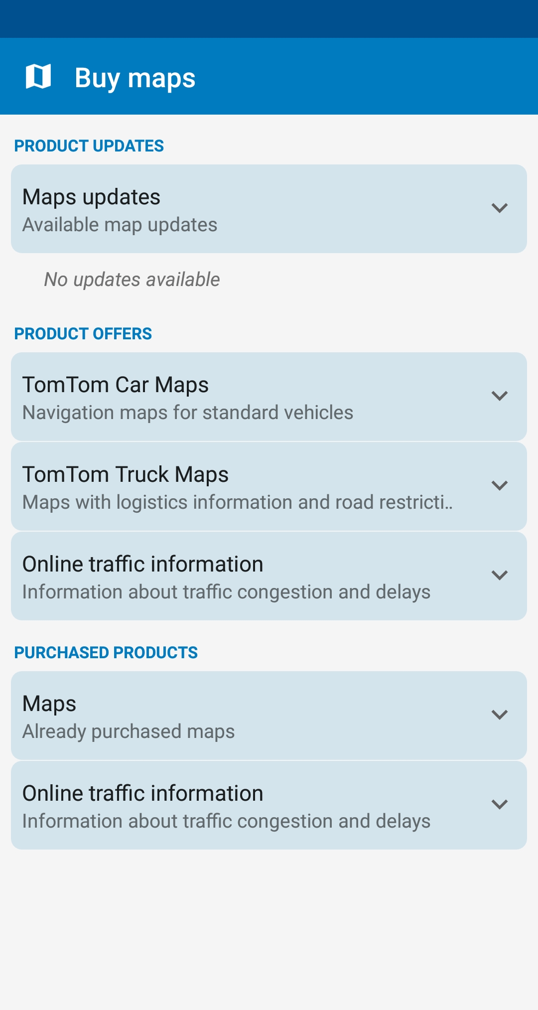 Redesigned eshop screen in MapFactor Navigator 6 for Android