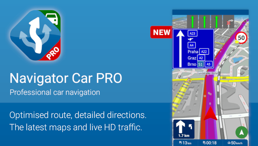 New App launch: Navigator Car Pro for Android devices