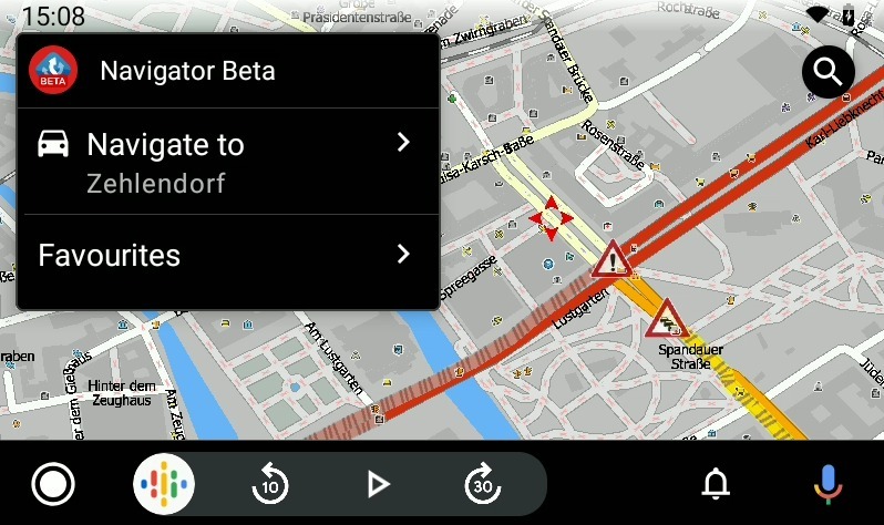 Navigate to, Favourites - Mapfactor Navigator 7 on Android Auto