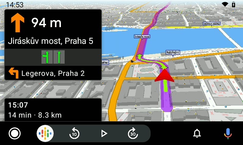 Mapfactor Navigator on Android Auto display