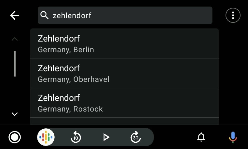 Address Search in MapFactor Navigator on Android Auto