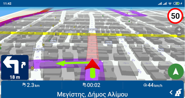 Realtime traffic in Greece in MapFactor Navigator