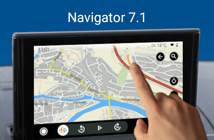 Navigator 7.1 for Android Auto with fullscreen mode and map gestures