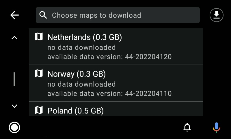 Maps download directly in your navigation on Android Auto display