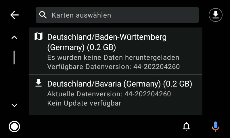 Kartendownload jetzt direkt im Navigator auf Android Auto möglich