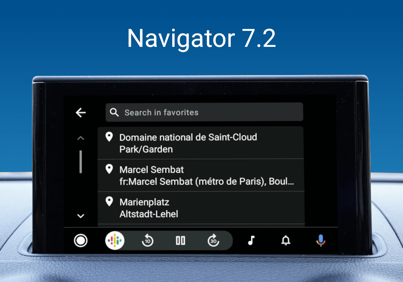 Navigator 7.2 for Android Auto and other updates