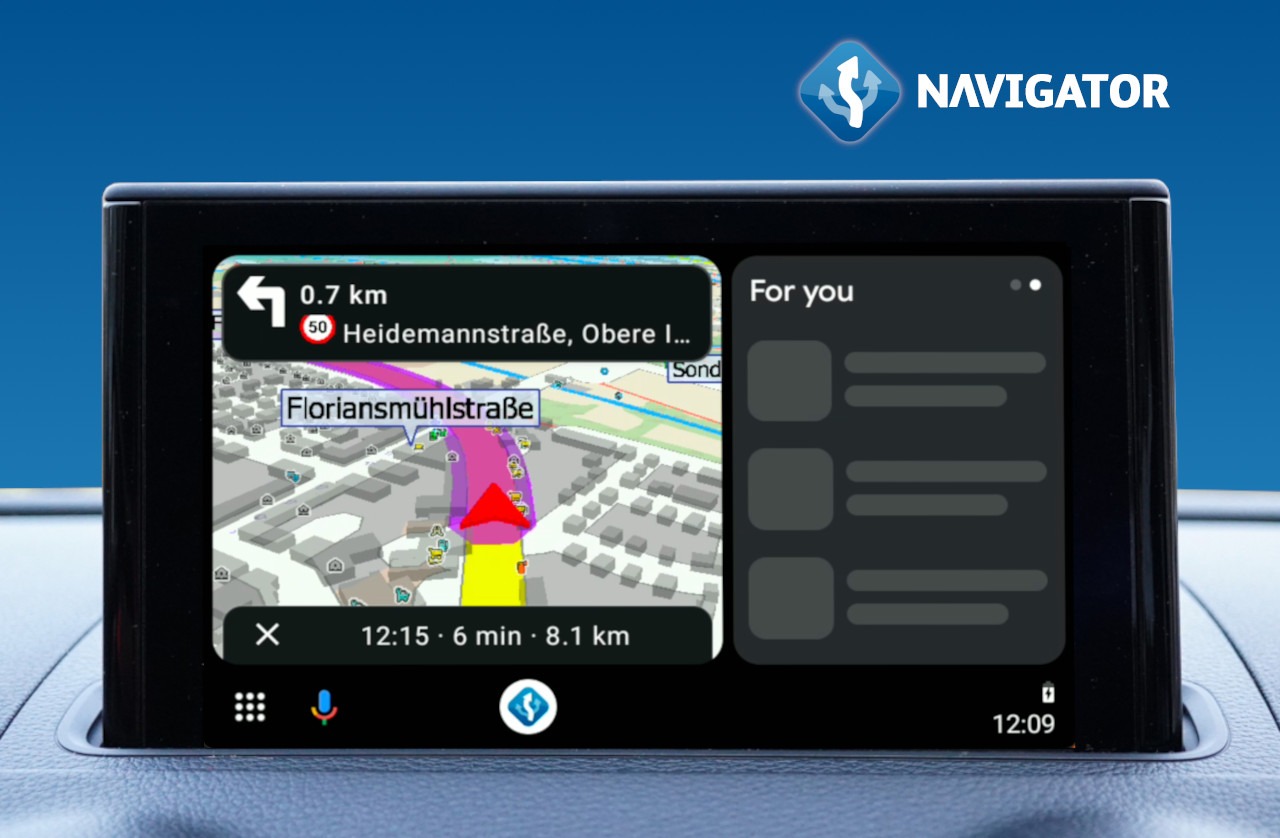 MapFactor Navigator 7.3 on Android Auto Coolwalk UI